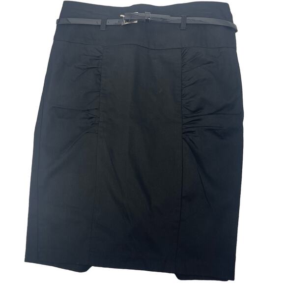 Black Pencil Skirt with Belt Ruched Sides by Heart soul size 3 Back Spit Classy - Picture 1 of 5